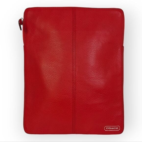 COACH RED GENUINE LEATHER TABLET HOLDER CASE - Picture 2 of 6
